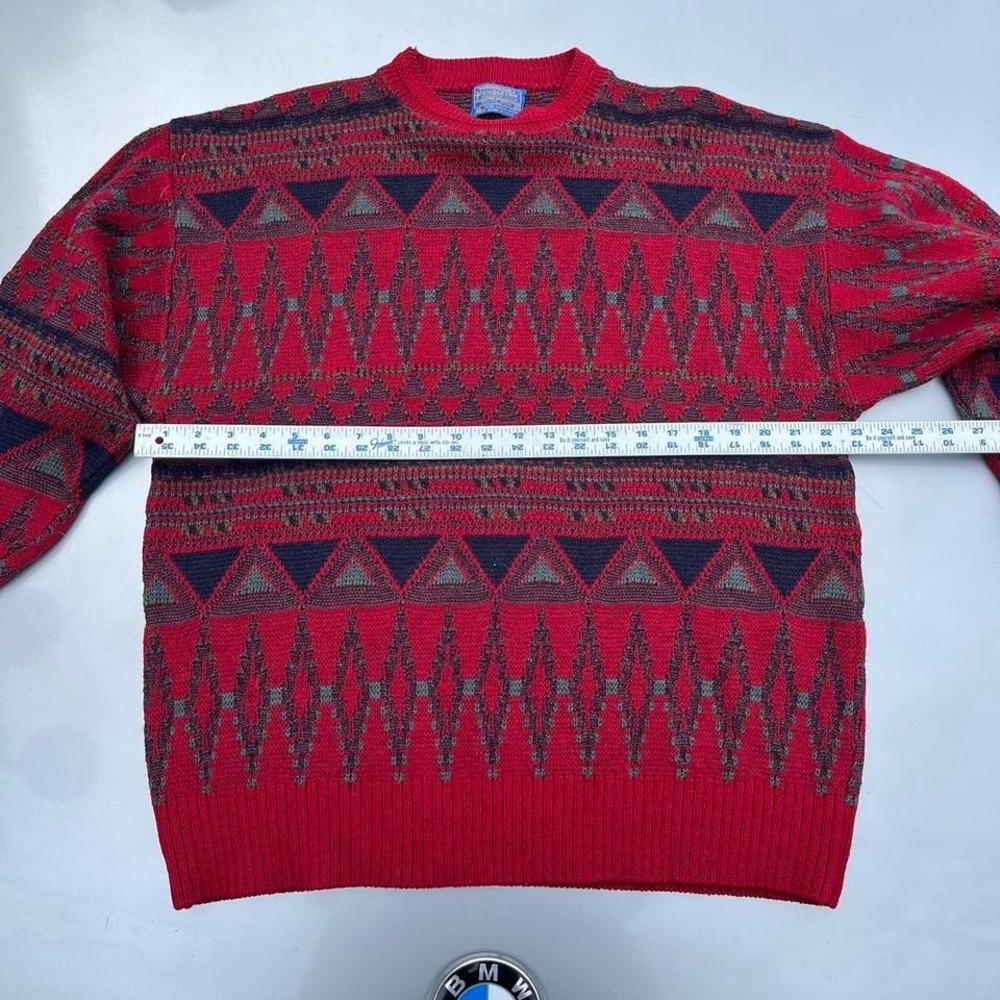 Vintage Pendleton Red Patterned Wool Sweater - image 6